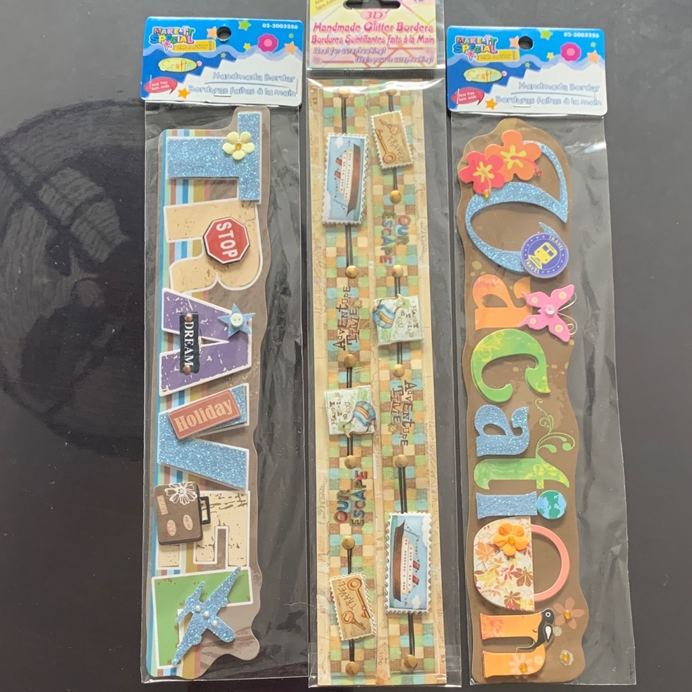Colorful Handmade Travel theme Glitter Borders Set